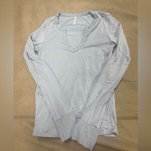 Set Active Light Blue Long Sleeve Henley Shirt